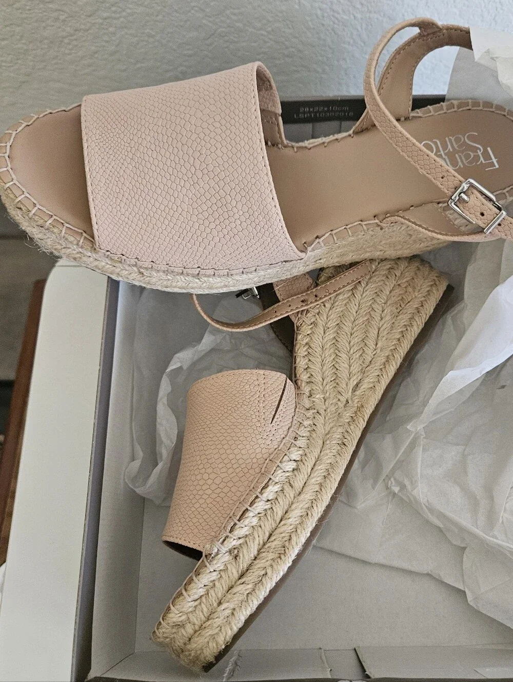 Franco Sarto Blush Espadrille Platform Sandals with Ankle Strap Size 8